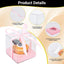 Soporte plástico transparente cupcakes 24uds 3.5" rosa