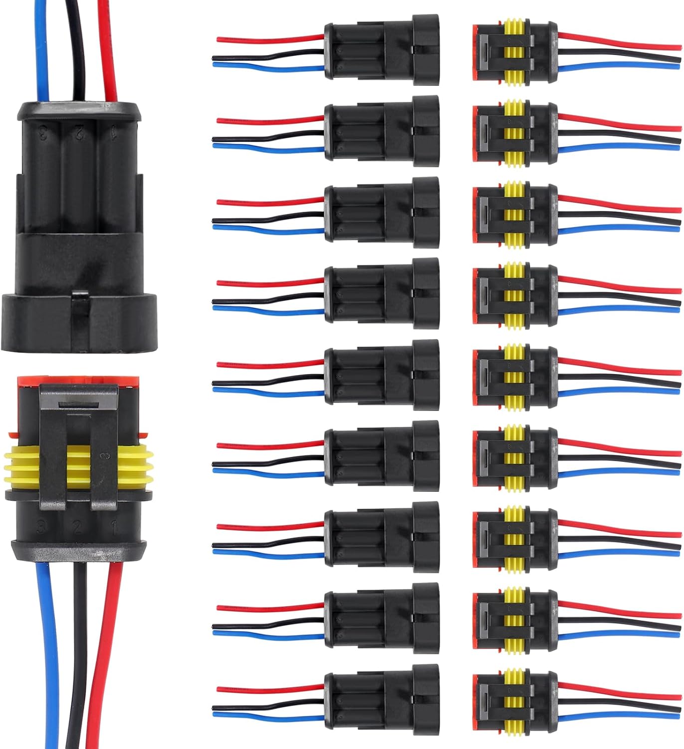 10 Conectores Cable AWG Impermeables 3 Pines Automotriz