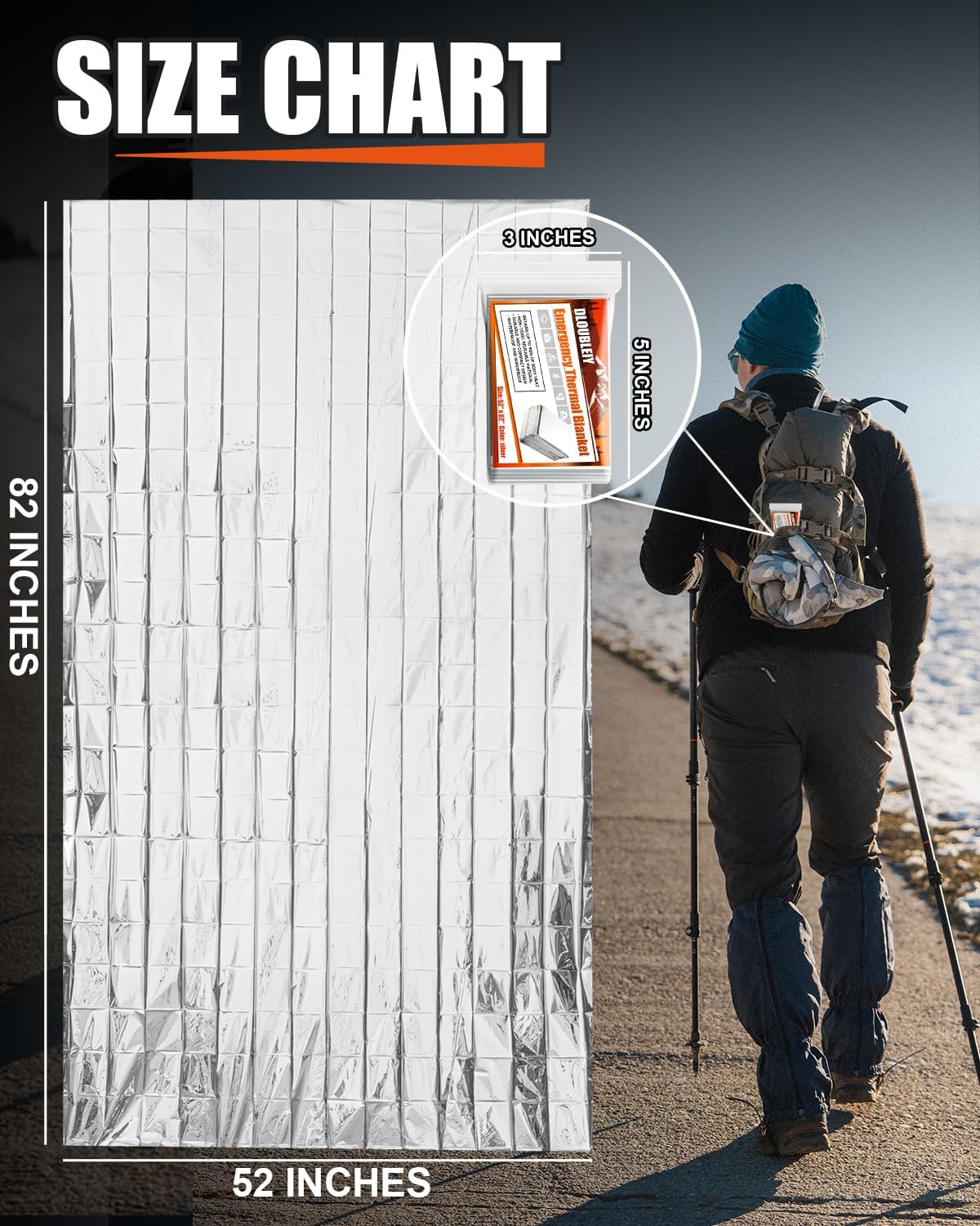 5 Mantas Térmicas Mylar Reutilizables para Campamento y Emergencias