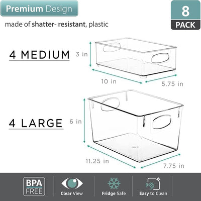 Set 8 organizadores transparentes para refrigerador
