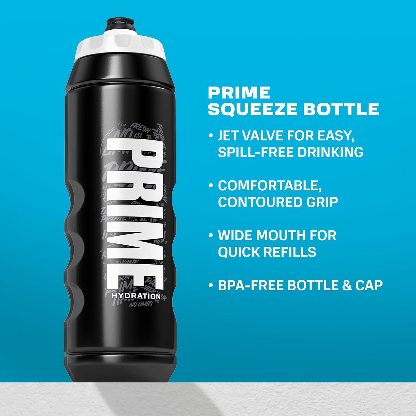 Botella agua deportiva 32oz grafiti negro set 12 + soporte