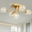 Lámpara techo cristal 5 luces dorada estilo sputnik