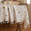 Mantel poliéster lino borlas rectangular bordado flores