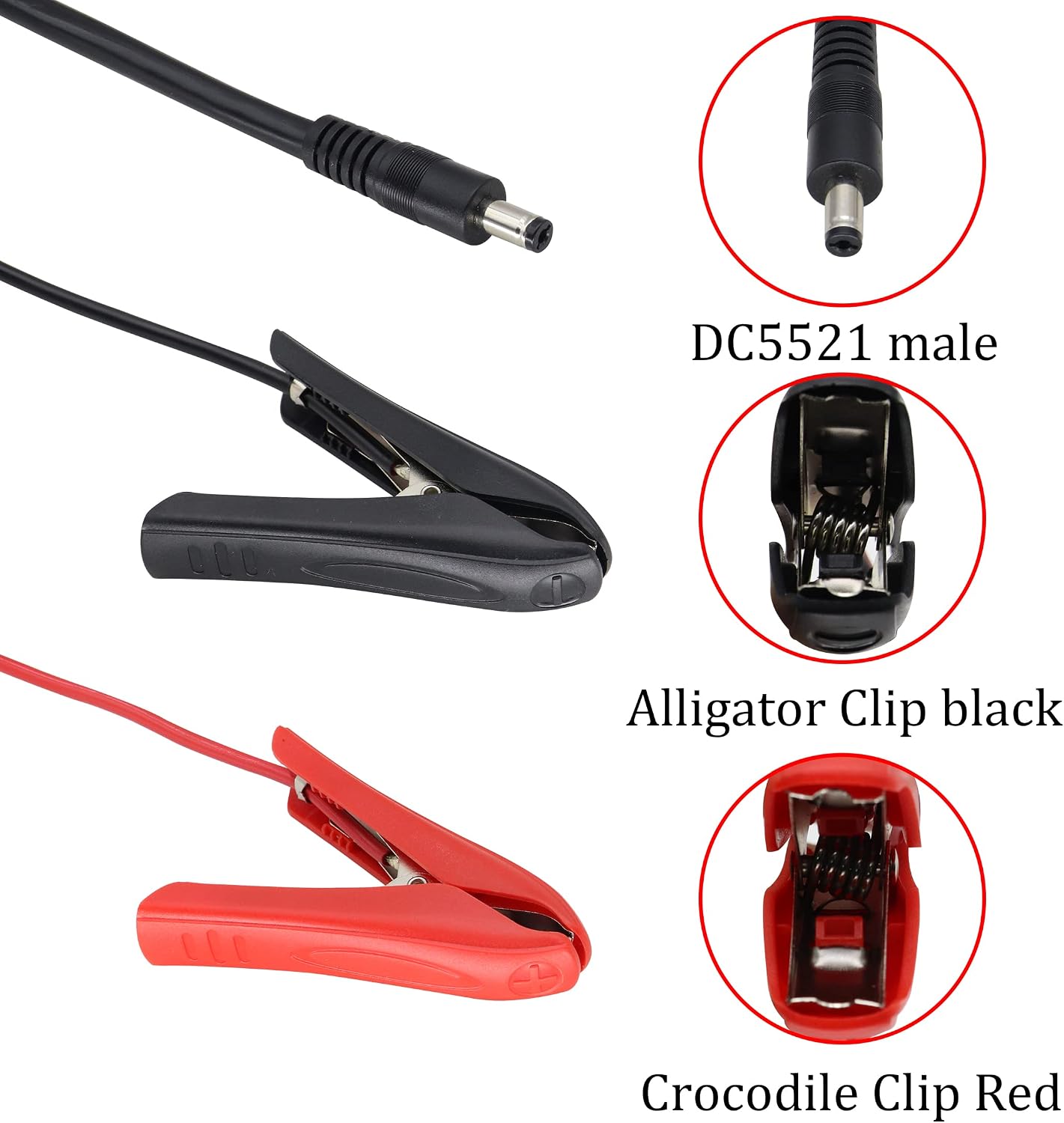 Cable pinzas cocodrilo 12-24v 15a con 5 adaptadores