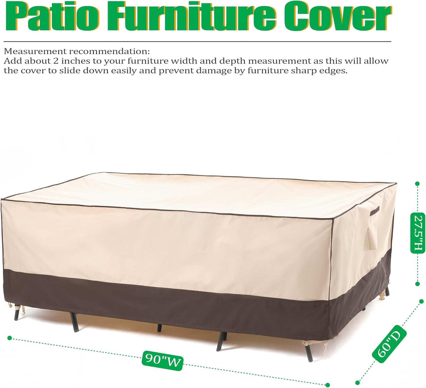 Funda mueble patio impermeable UV 90x60x27.5pulg