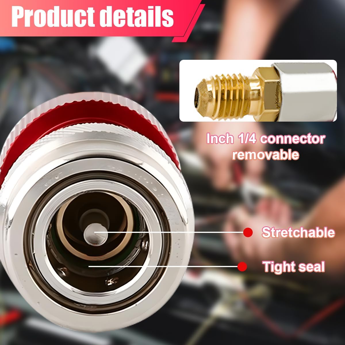 2 Adaptadores Acoplamiento R134a 1/4" Conectores Ajustables
