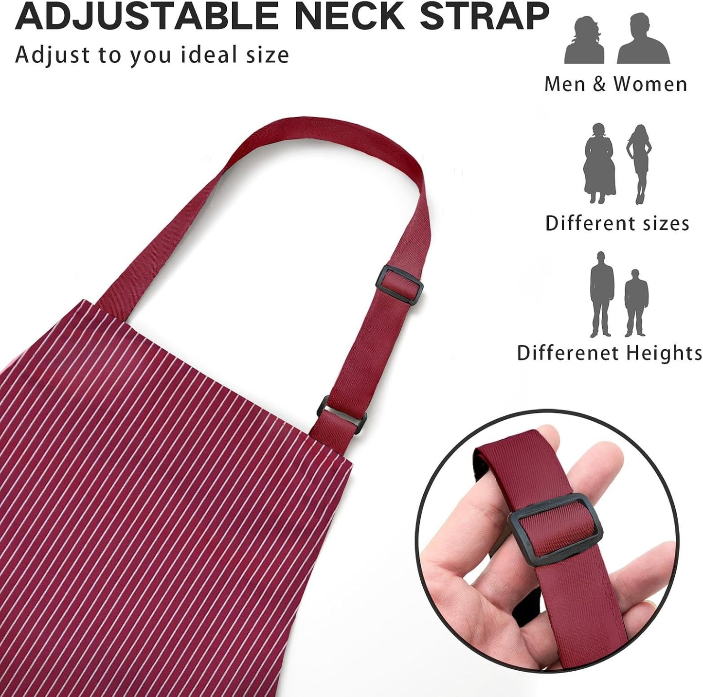 Delantal chef con babero ajustable 2 bolsillos