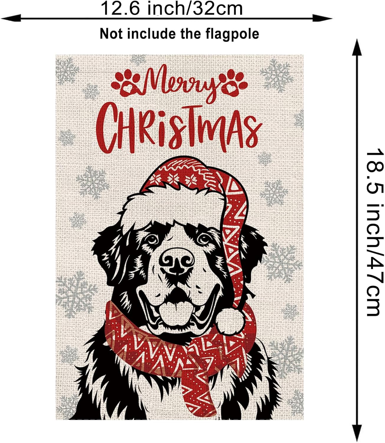 Bandera Navidad Perro San Bernardo Bufanda 12.5x18" Exteriores