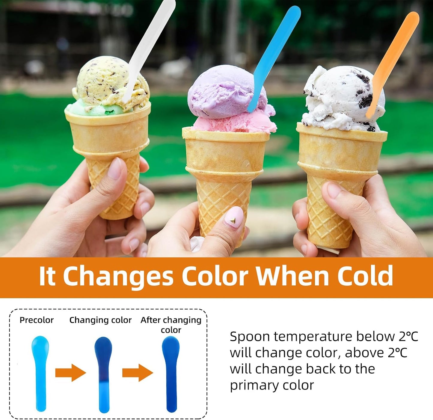 40 Cucharas Helado Reutilizables 4 Colores para Postres