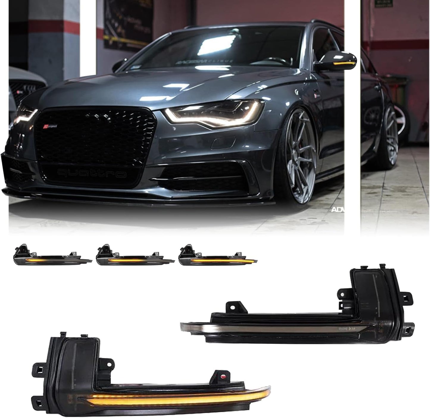 2 Pzas Luces LED Dinámicas para Espejo Lateral Audi A3 A4