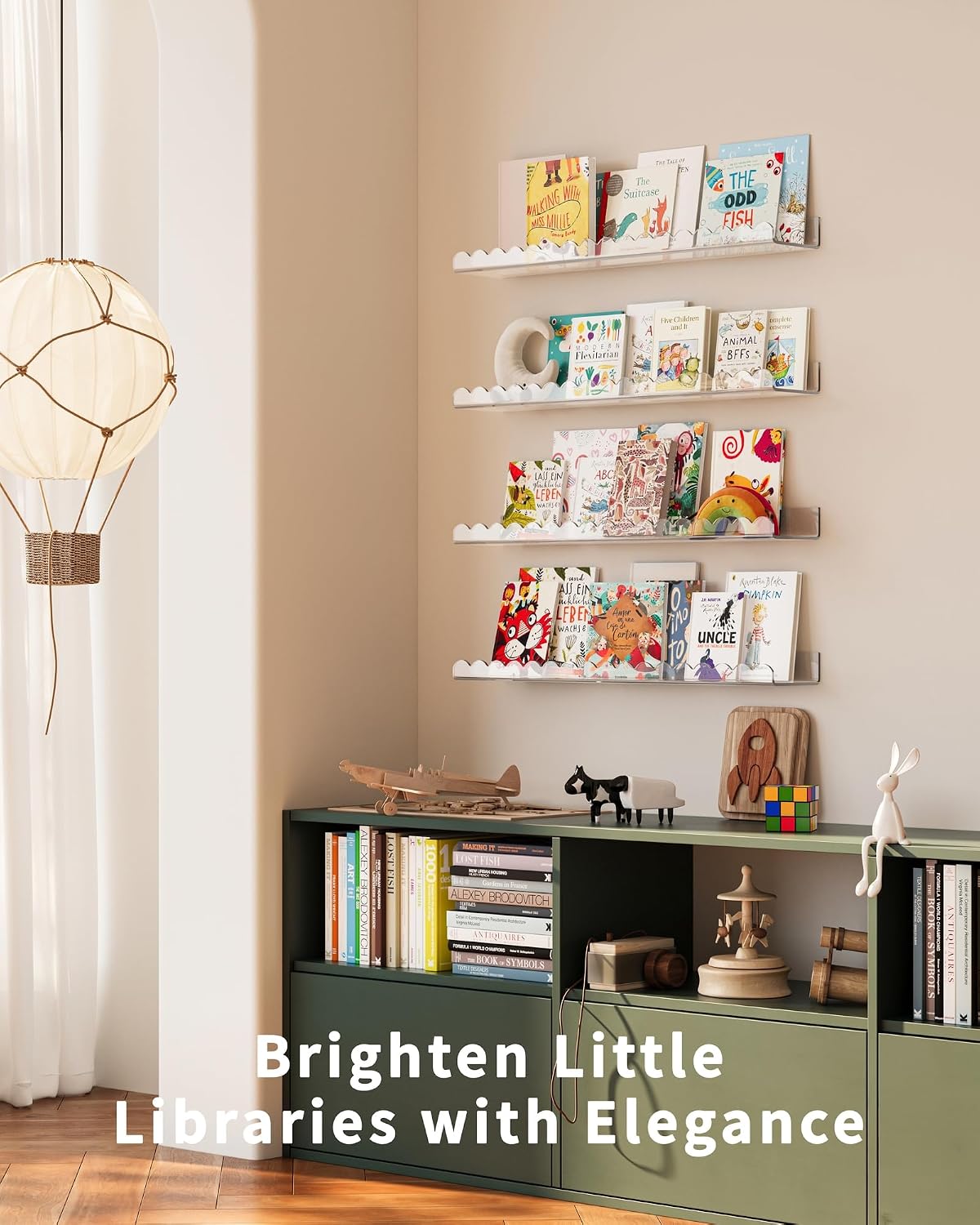 4 Estantes Libros Acrílico 23" Niños Flotantes