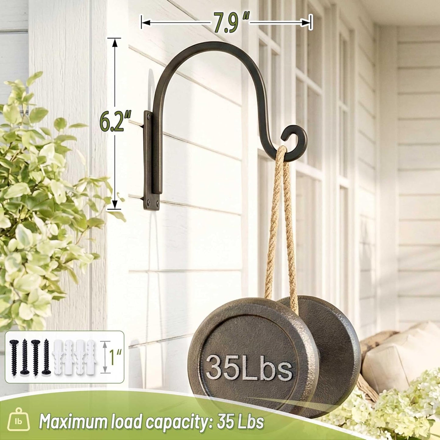 Soporte colgar plantas forjado 8pulg negro duradero