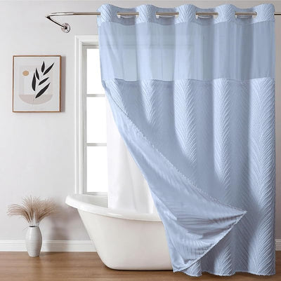 Cortina ducha bohemio azul escarcha forro impermeable