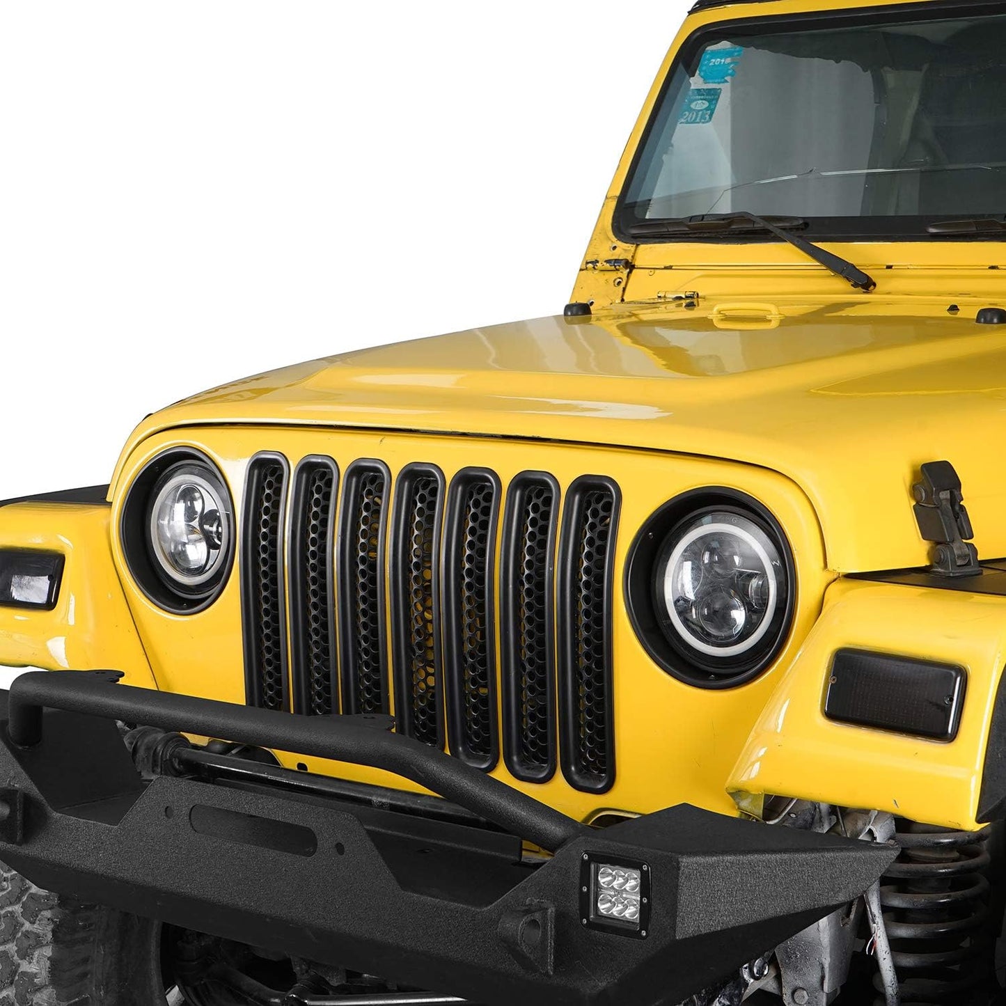 Cubierta biseles faros negro mate soporte Jeep Wrangler TJ
