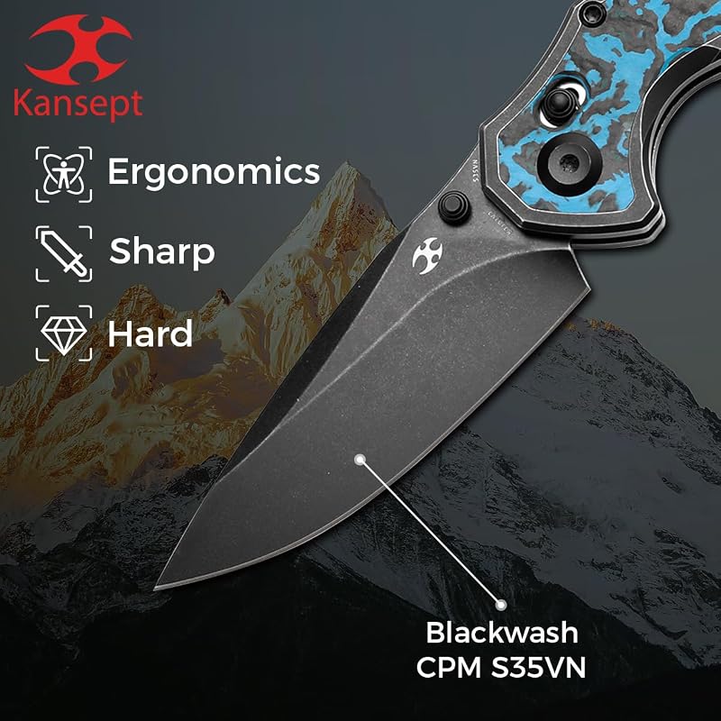 Cuchillo bolsillo hoja CPM S35VN 3.11" mango titanio negro