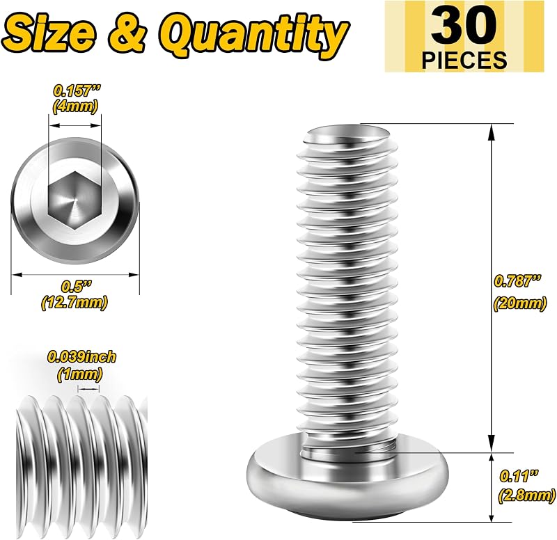 Tornillos M6 acero inox 304 para muebles