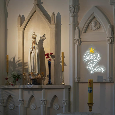 Letrero LED God's Plan neon blanco USB para decorar pared