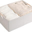 Caja almacenamiento tela plegable con asas madera beige