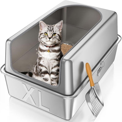 Caja arena gatos acero inox alta con tapa XL