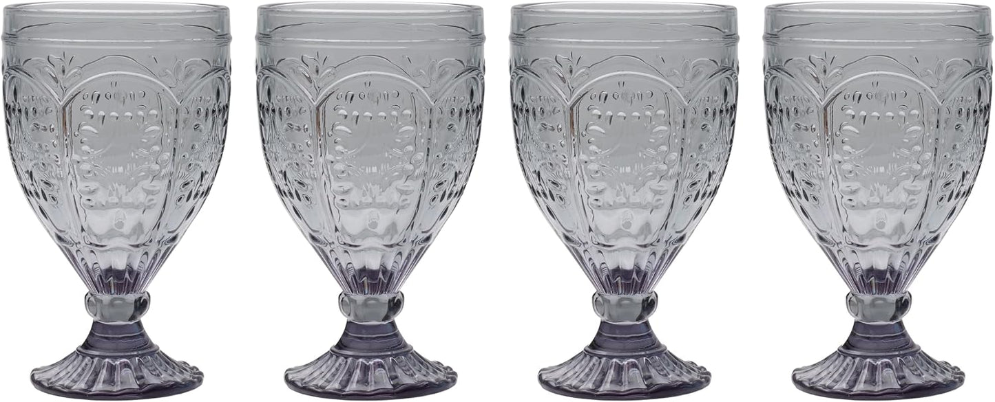 Vasos de mesa con pie ornamental set 4 humo