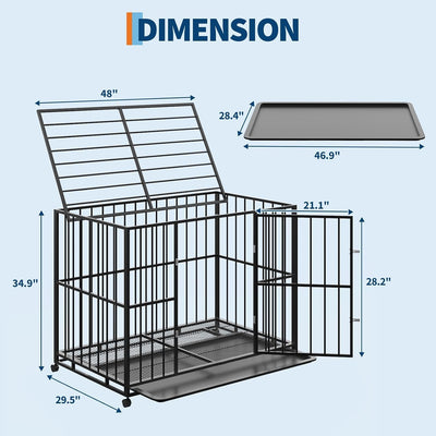 Jaula perros XL XXL acero inox 48pulg resistente ruedas bandeja