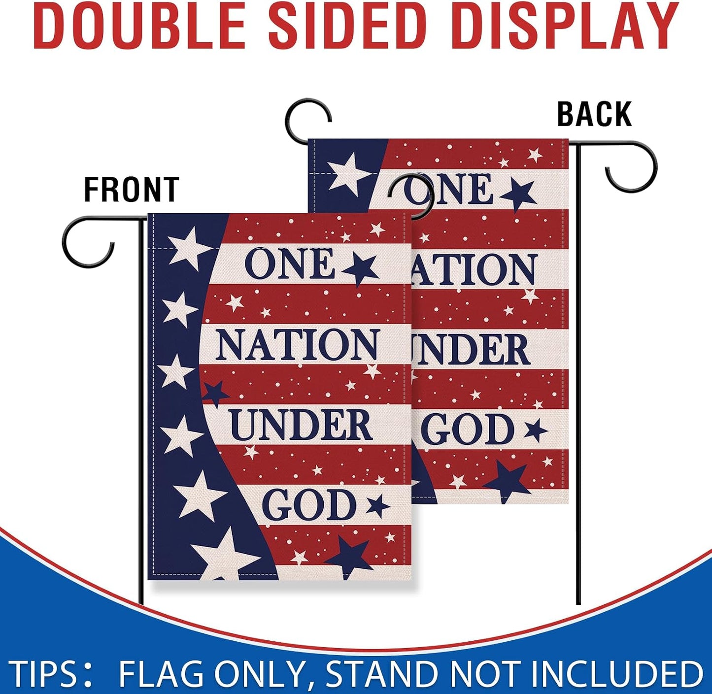 Bandera decorativa estrellas y rayas 12x18 doble cara
