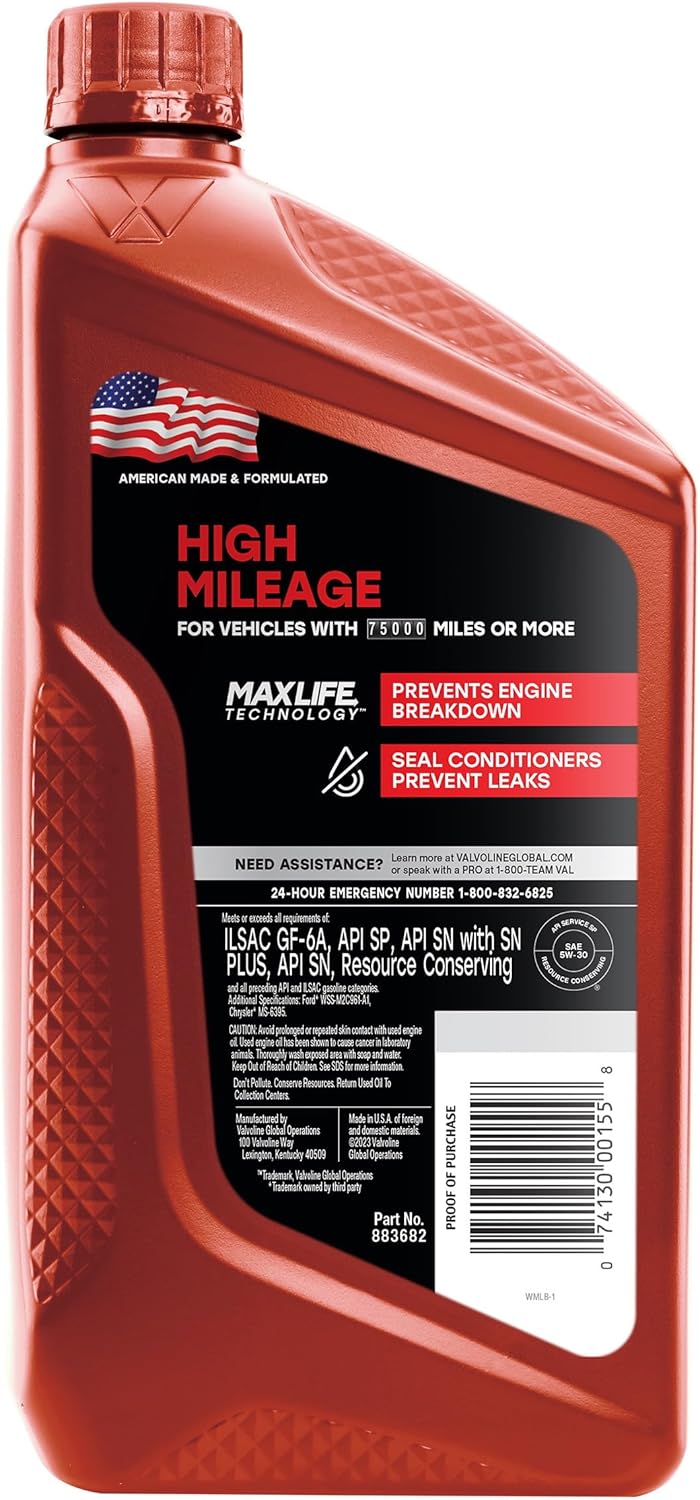 Aceite motor sintético SAE 5W-30 MaxLife 1qt