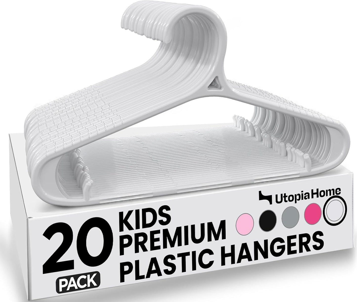Perchas plástico 11" para bebés y niños set 20 blancas