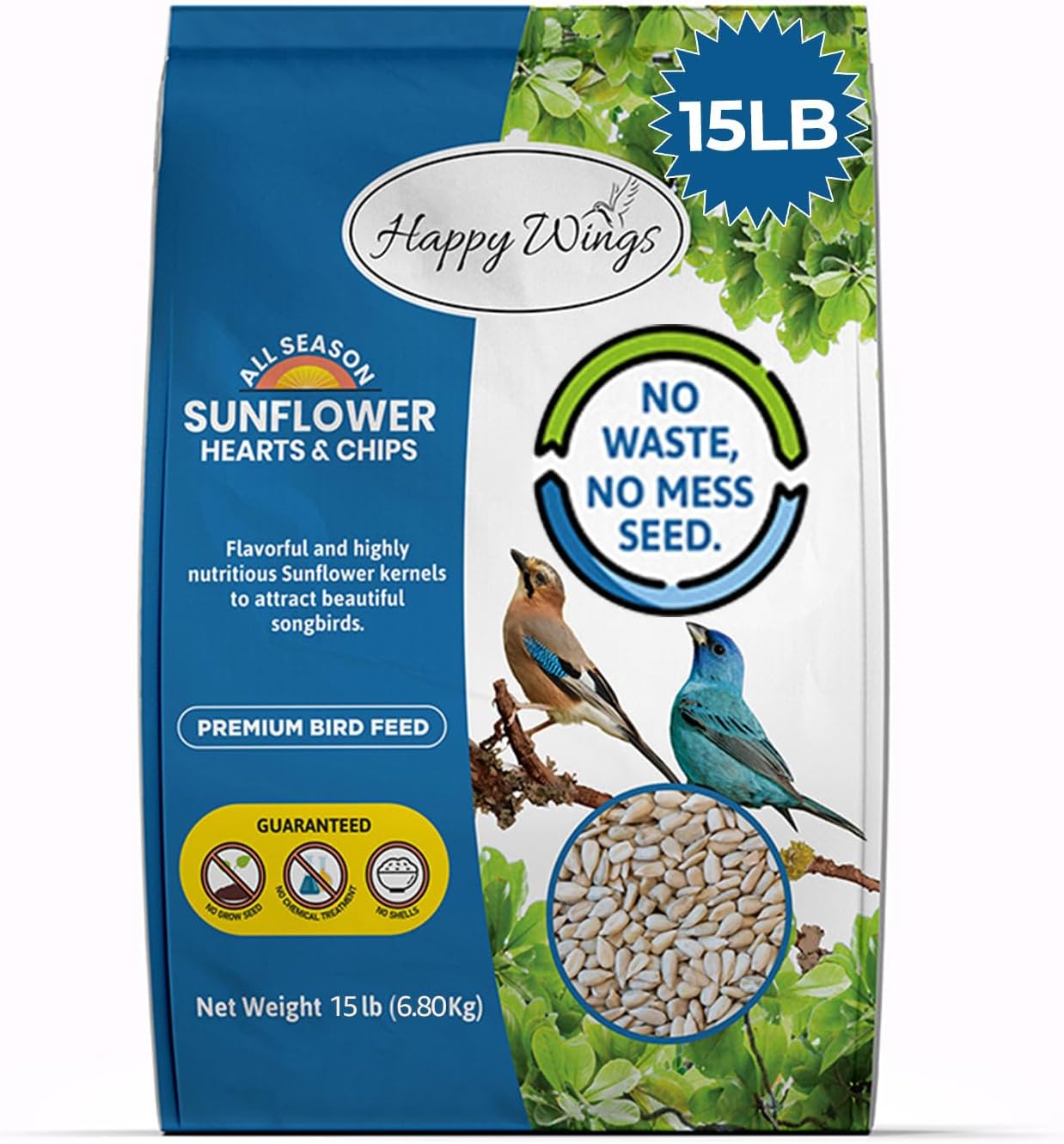 Comida para pájaros 15lb sin desperdicio semilla fórmula
