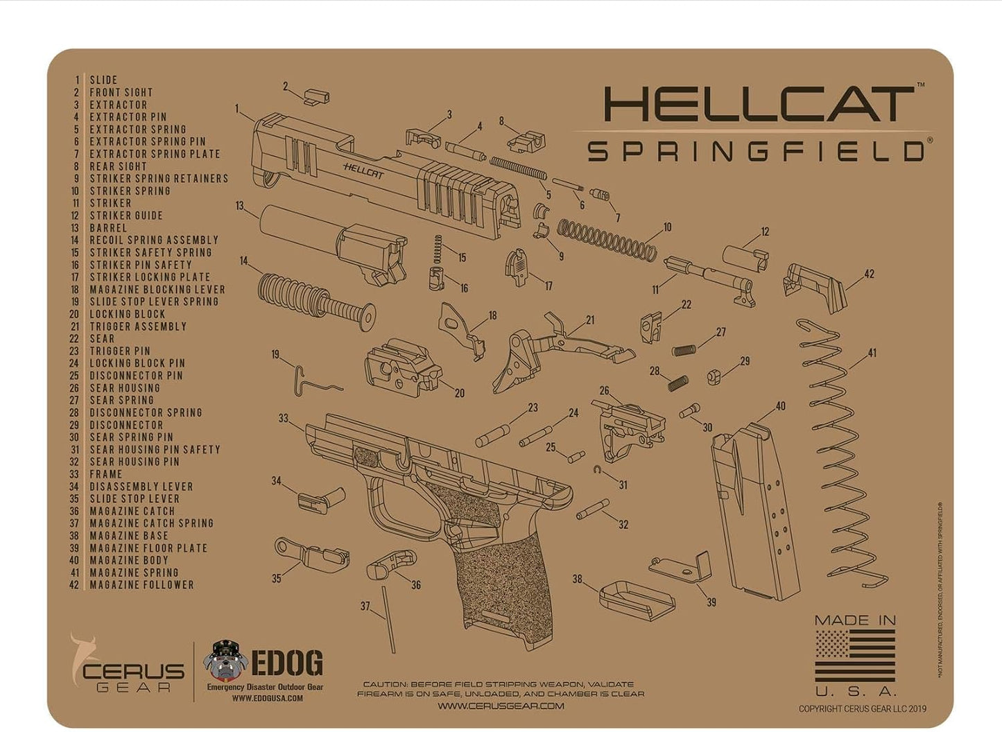 Alfombrilla limpieza Hellcat Serie Tan acolchada