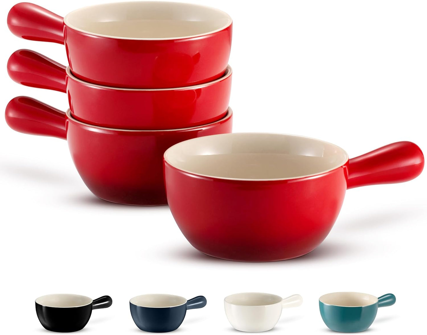 Set 4 cuencos cerámica apilables horno microondas