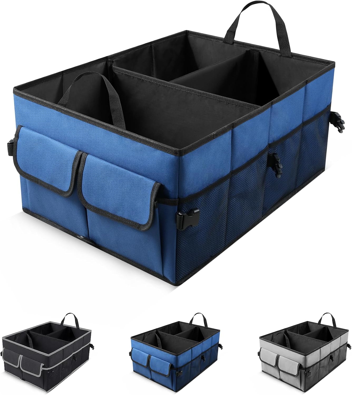 Organiz. maletero plegable 3 comp. 6 bolsillos con correas