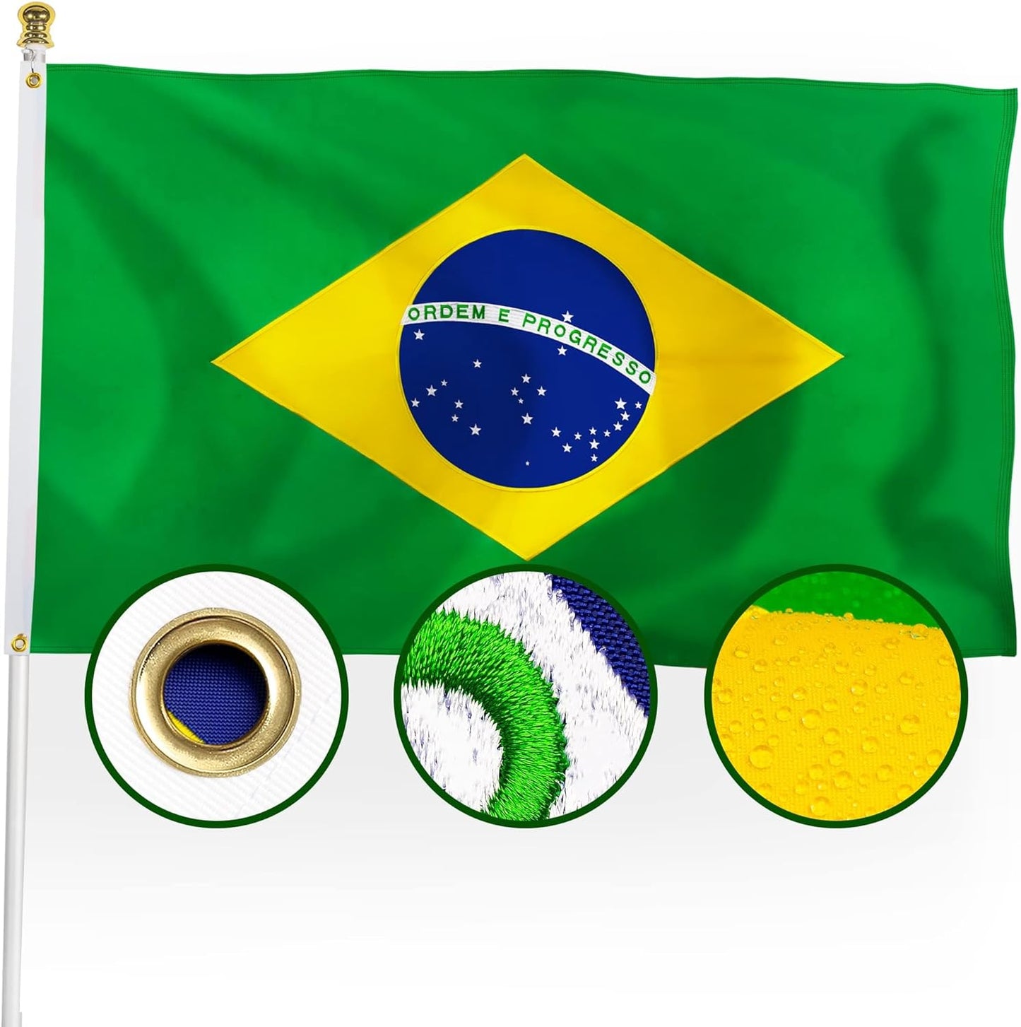 Bandera Brasil 3x5ft doble cara nailon 210D resistente