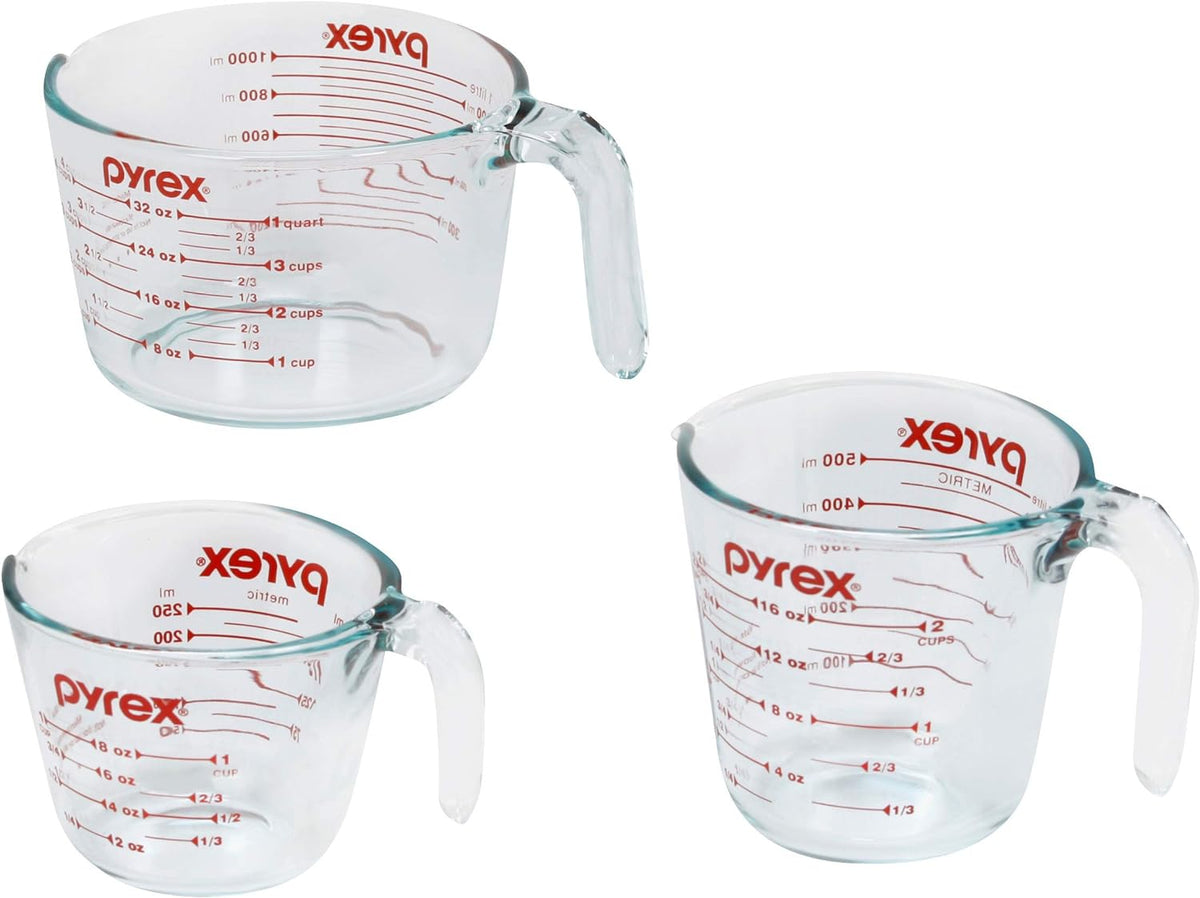 3 Pzas Tazas Medidoras Vidrio para Cocinar