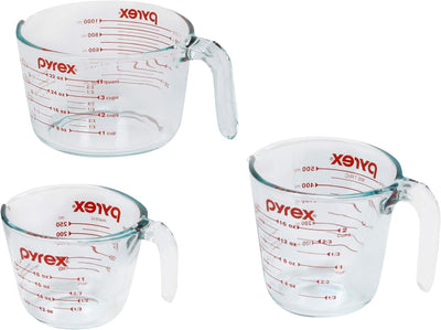3 Pzas Tazas Medidoras Vidrio para Cocinar
