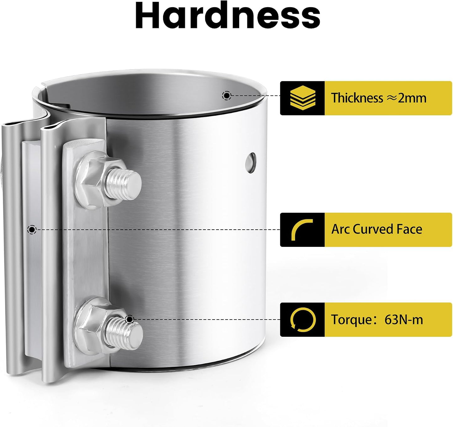 Abrazadera escape junta tope acero inox 3.0pulg
