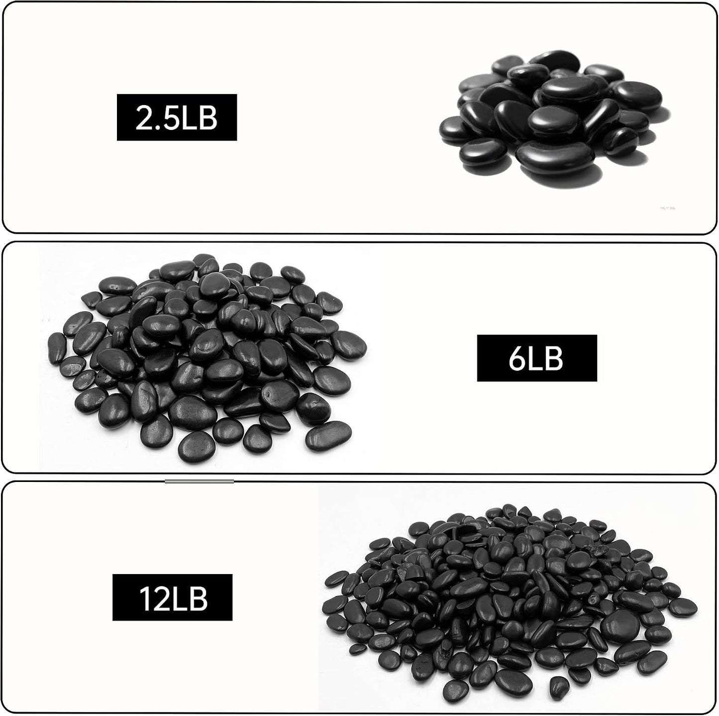 Rocas guijarro negro 6lb 3/8-1" pulidas acuario decoración