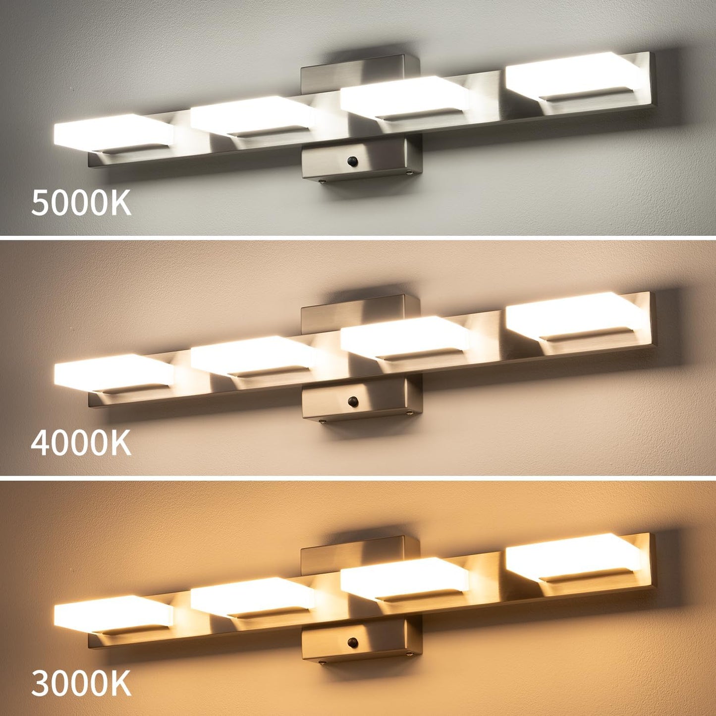 Lámpara Led Tocador 24.8pulg 4 Luces Regulable Níquel
