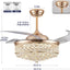 Candelabro dorado 52pulg ventilador techo cristal
