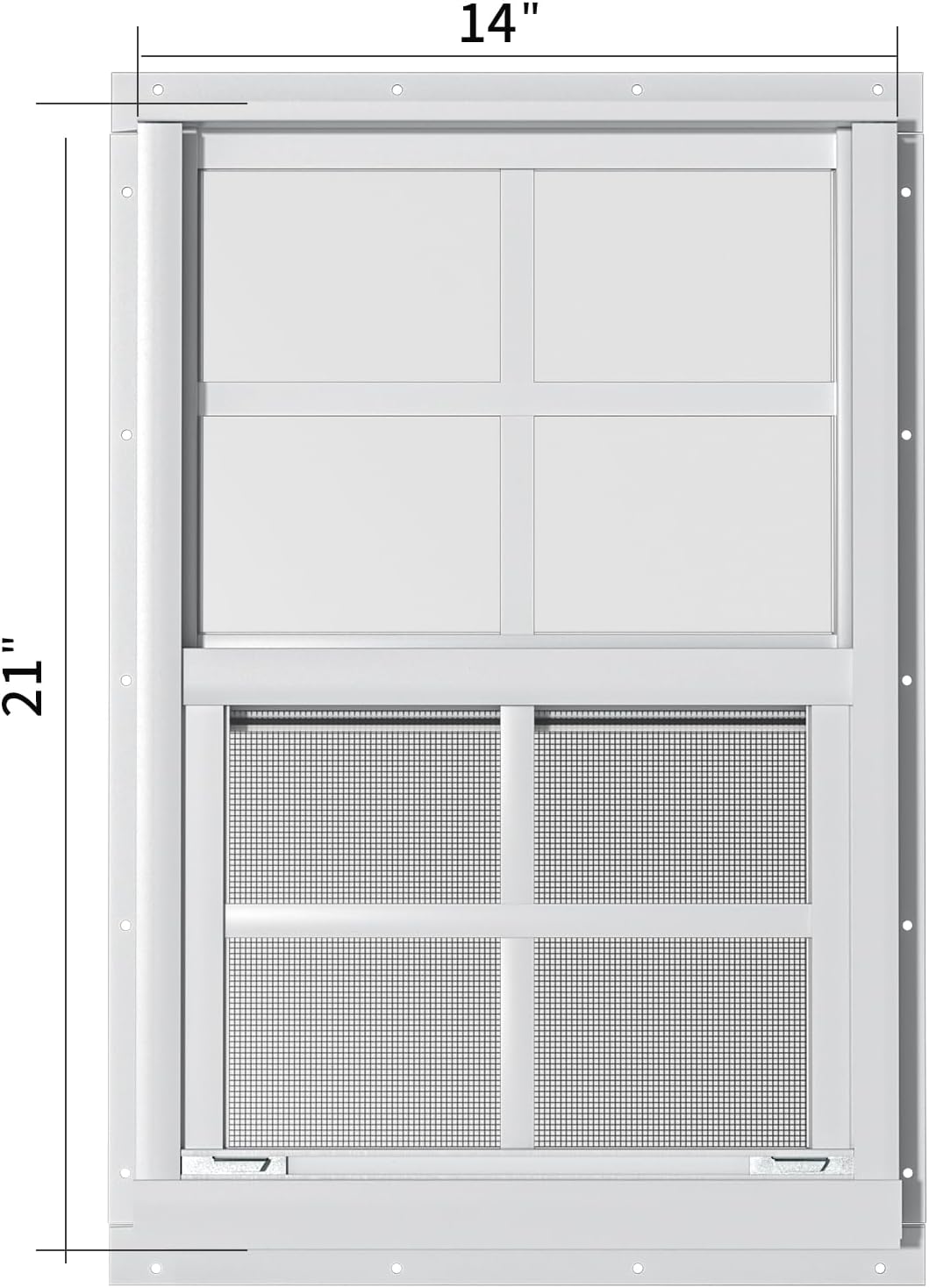 2 Ventanas Cobertizo 14x21" Montaje al Ras Blancas