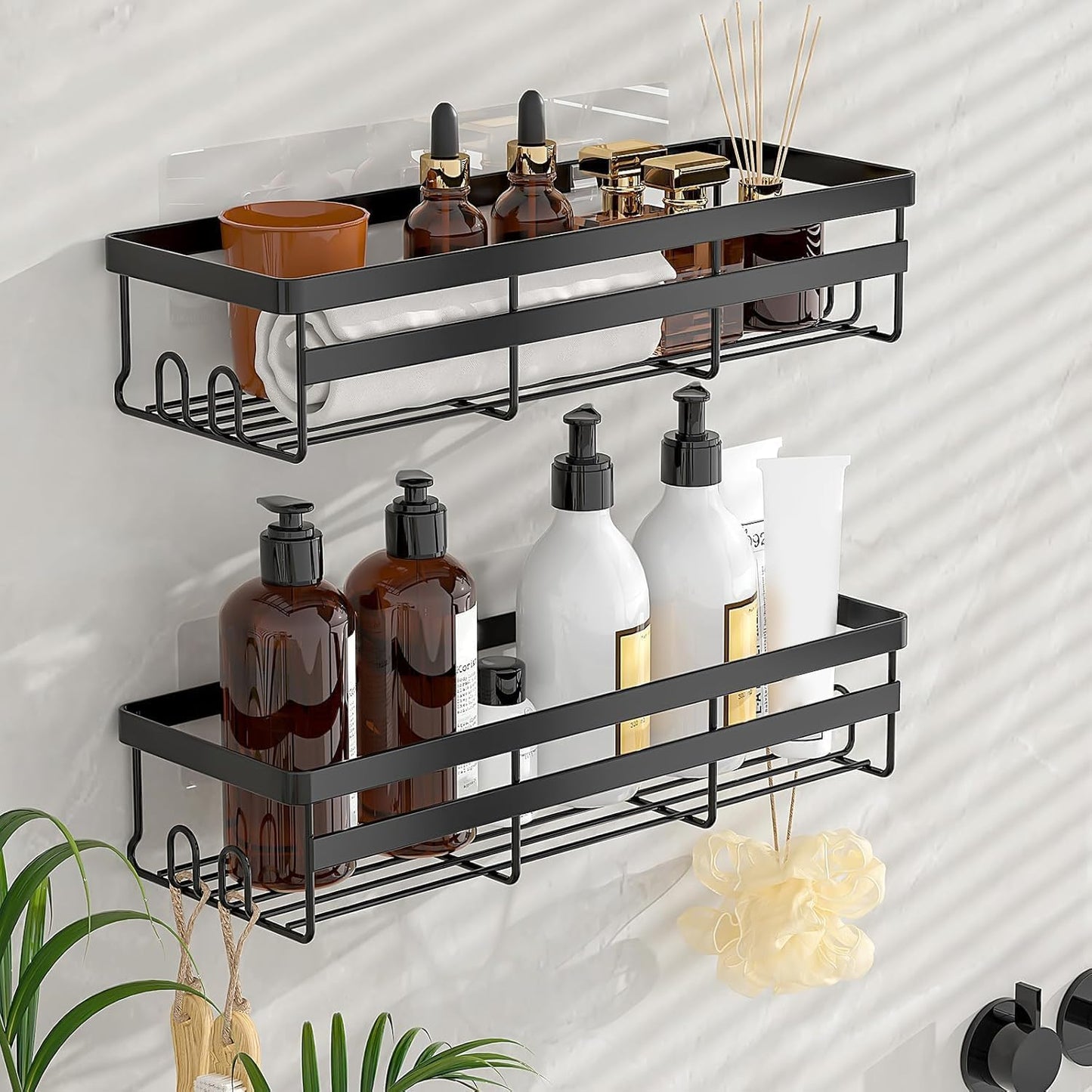 2 Organiz. ducha acero inox colgante adhesivo