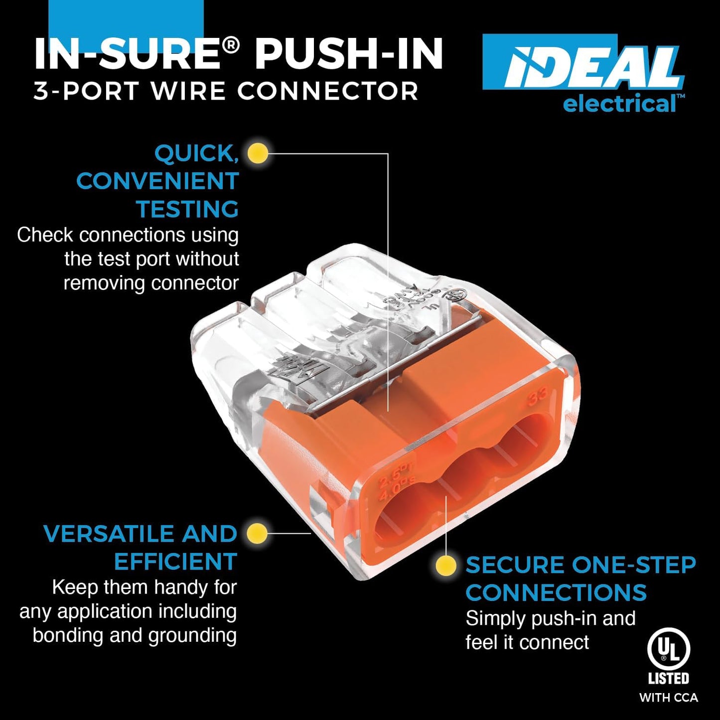 Conectores 3 puertos naranja in-Sure 100 uds