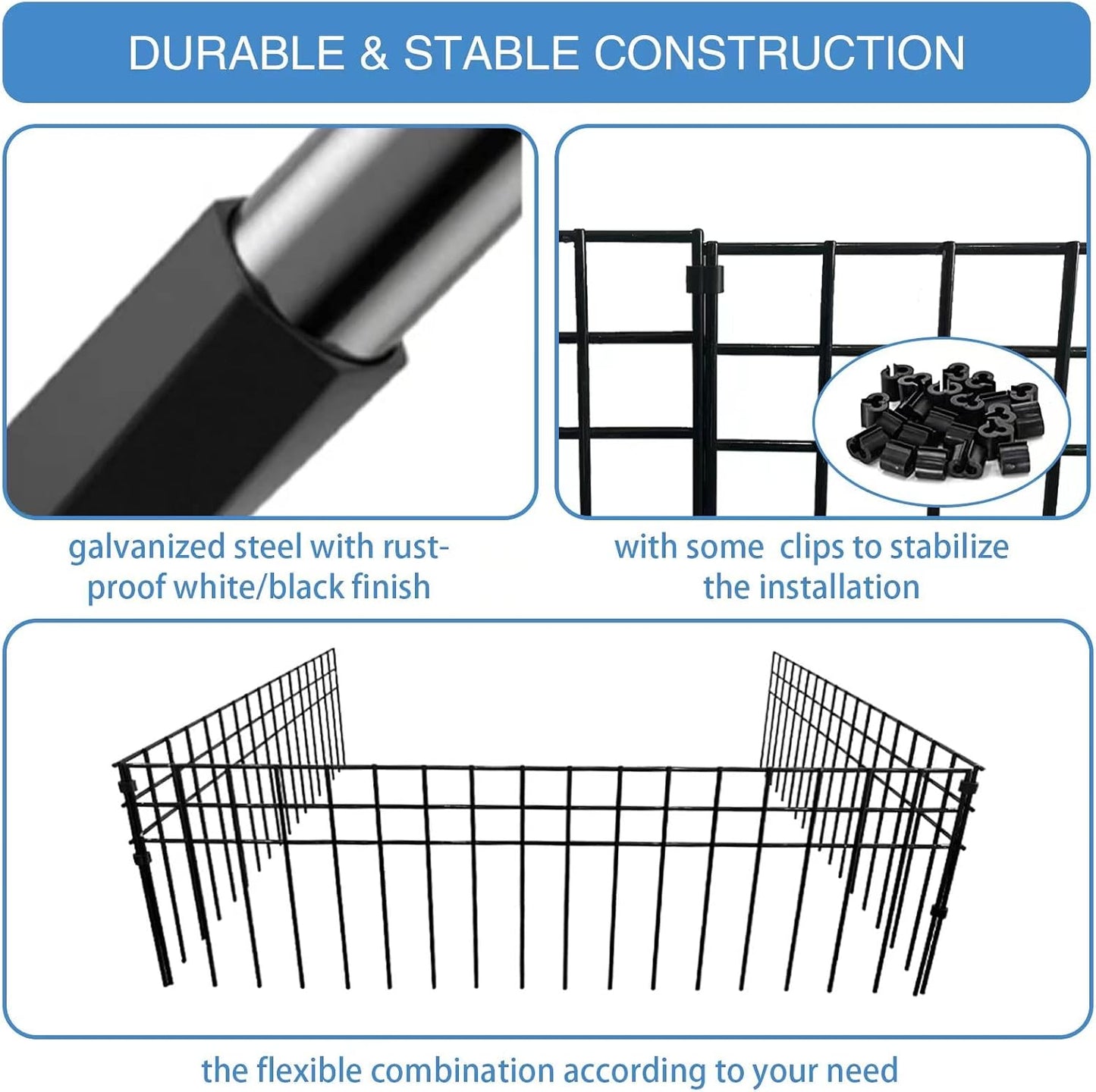 Valla antihueco perros 32x10pulg set 10 negras espina