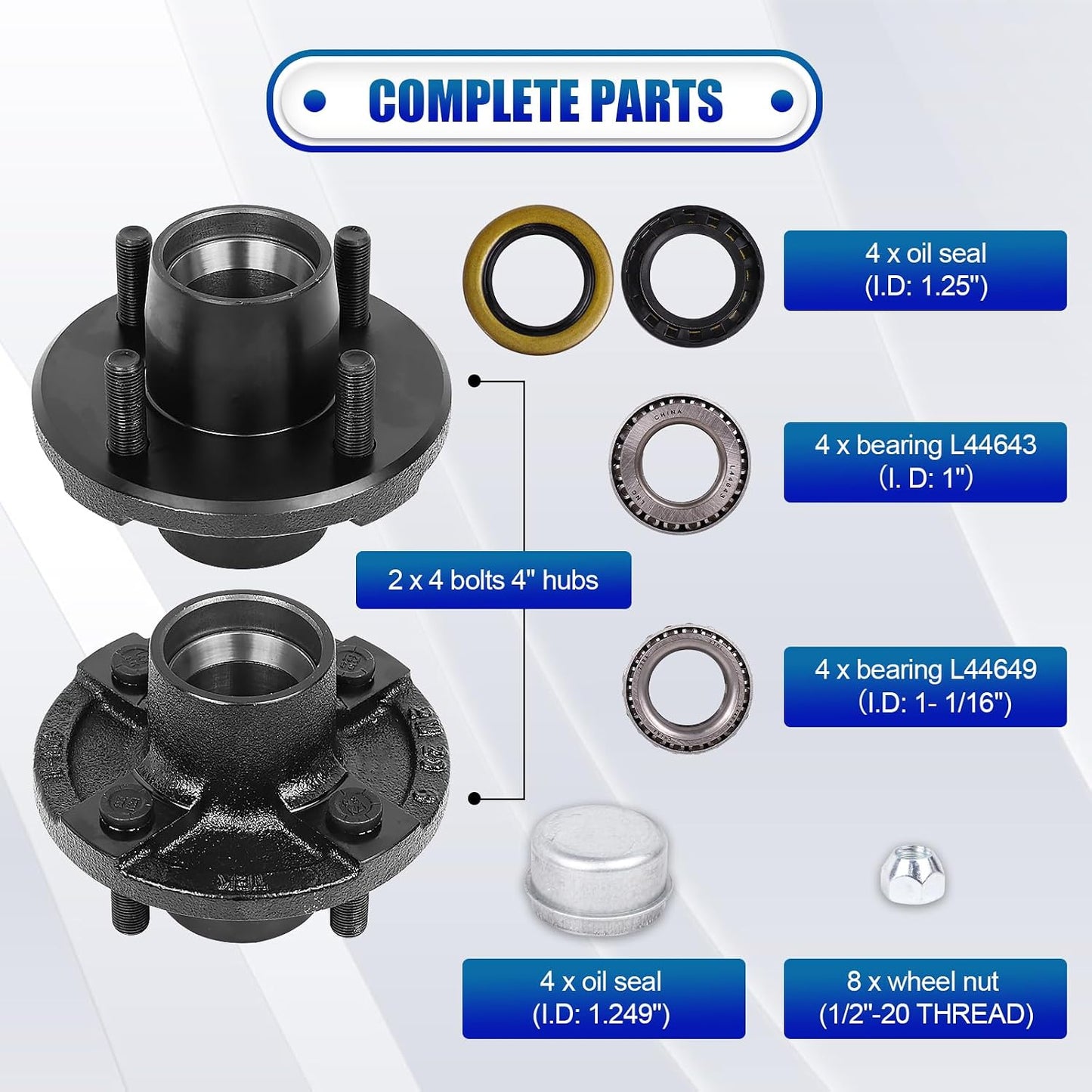 Kit cubo remolque L44643 rodamientos 1-1/16pulg