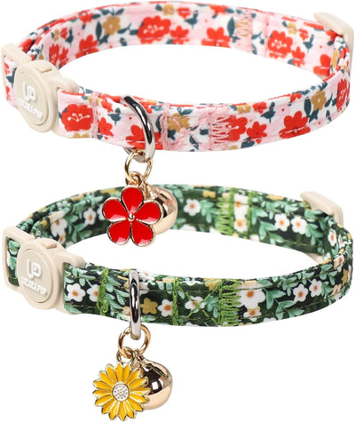 Collar gato flores separable con campana y colgante