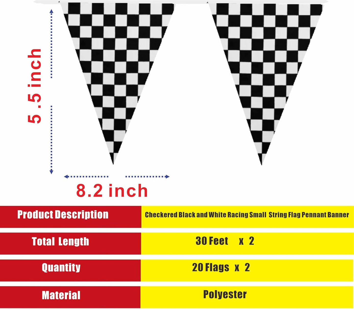 2 Pack Banderas Carreras Cuadros Negro Blanco 40