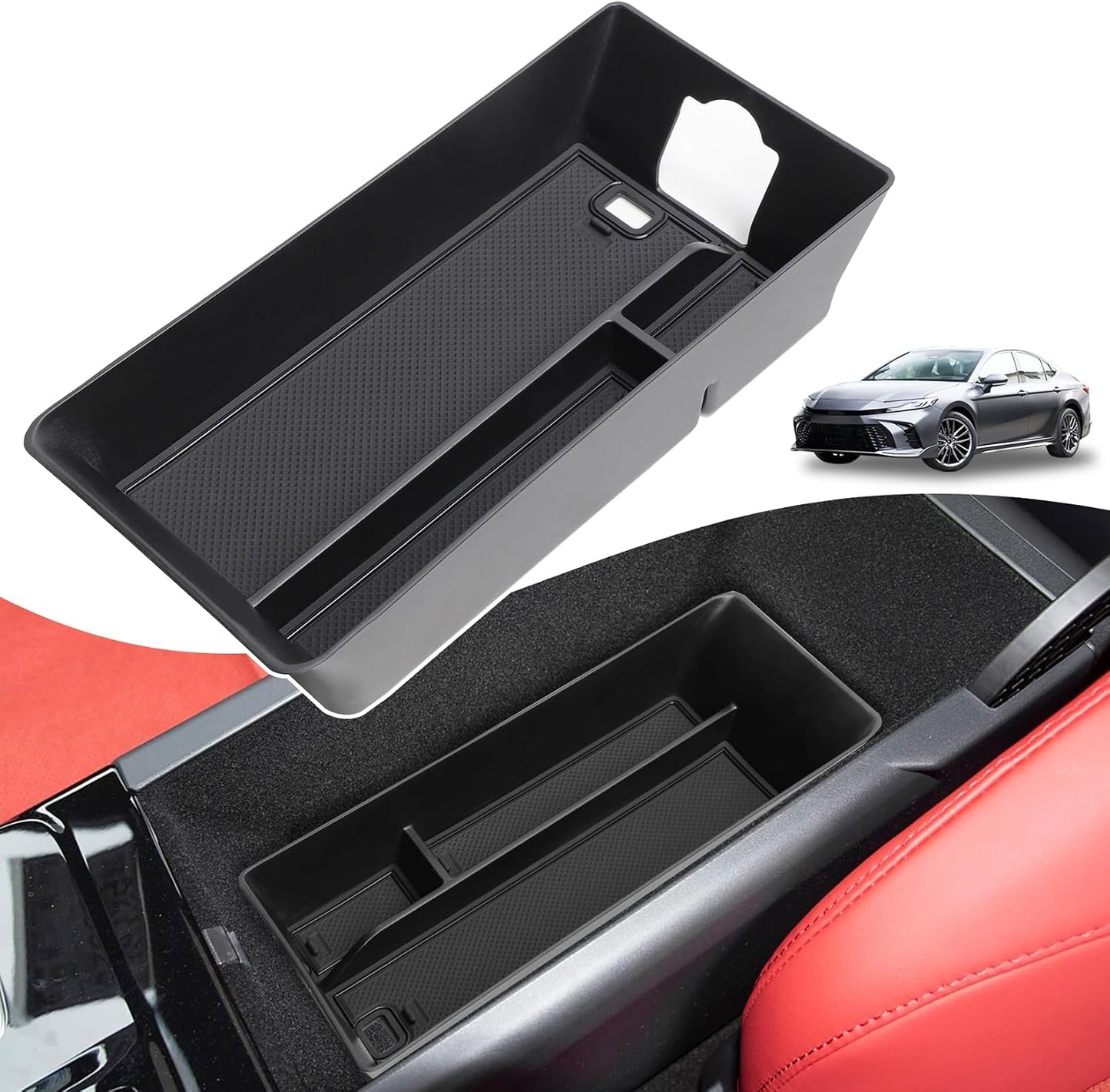 Organiz. consola central Camry 2025 con soporte monedas