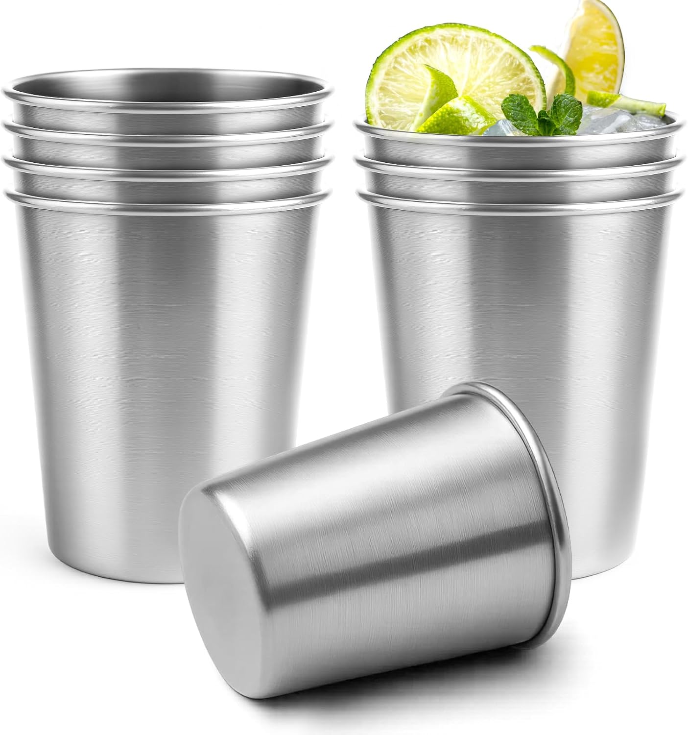 Set 8 Vasos Acero Inox 8oz Apilables para Hogar Fiesta