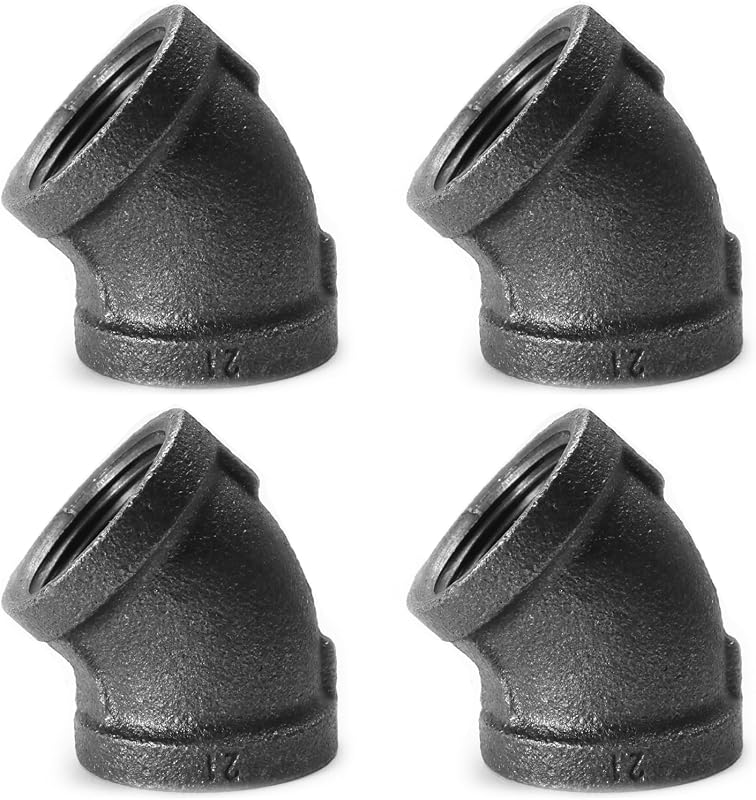 Codos hierro fundido negro 45 grados 1/2pulg paquete 4