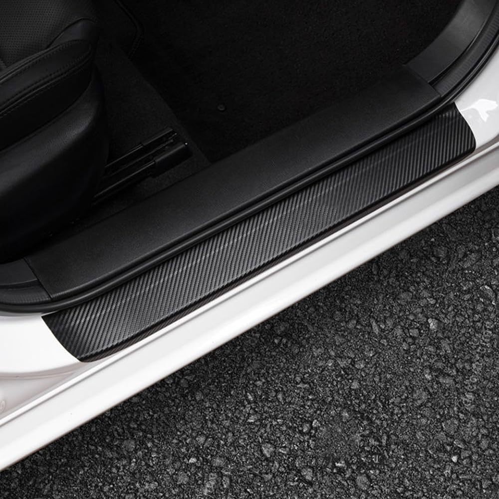 Protector umbral puerta fibra carbono 4uds plateado